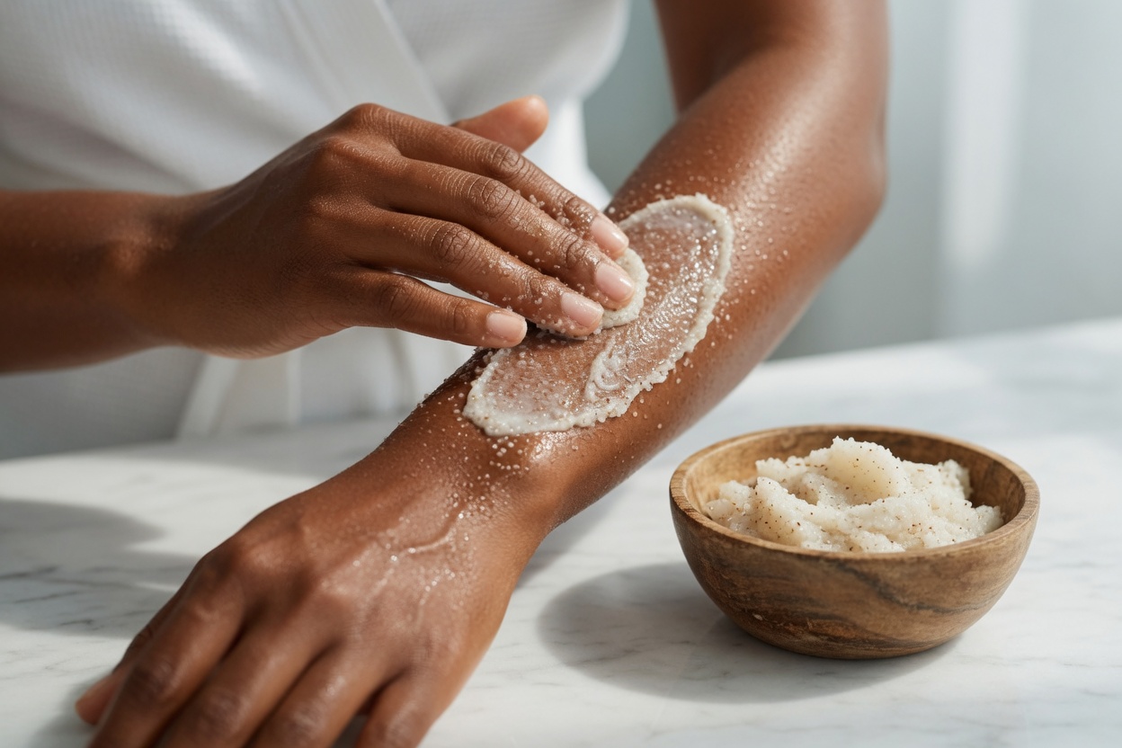 Coconut scrub on the arm