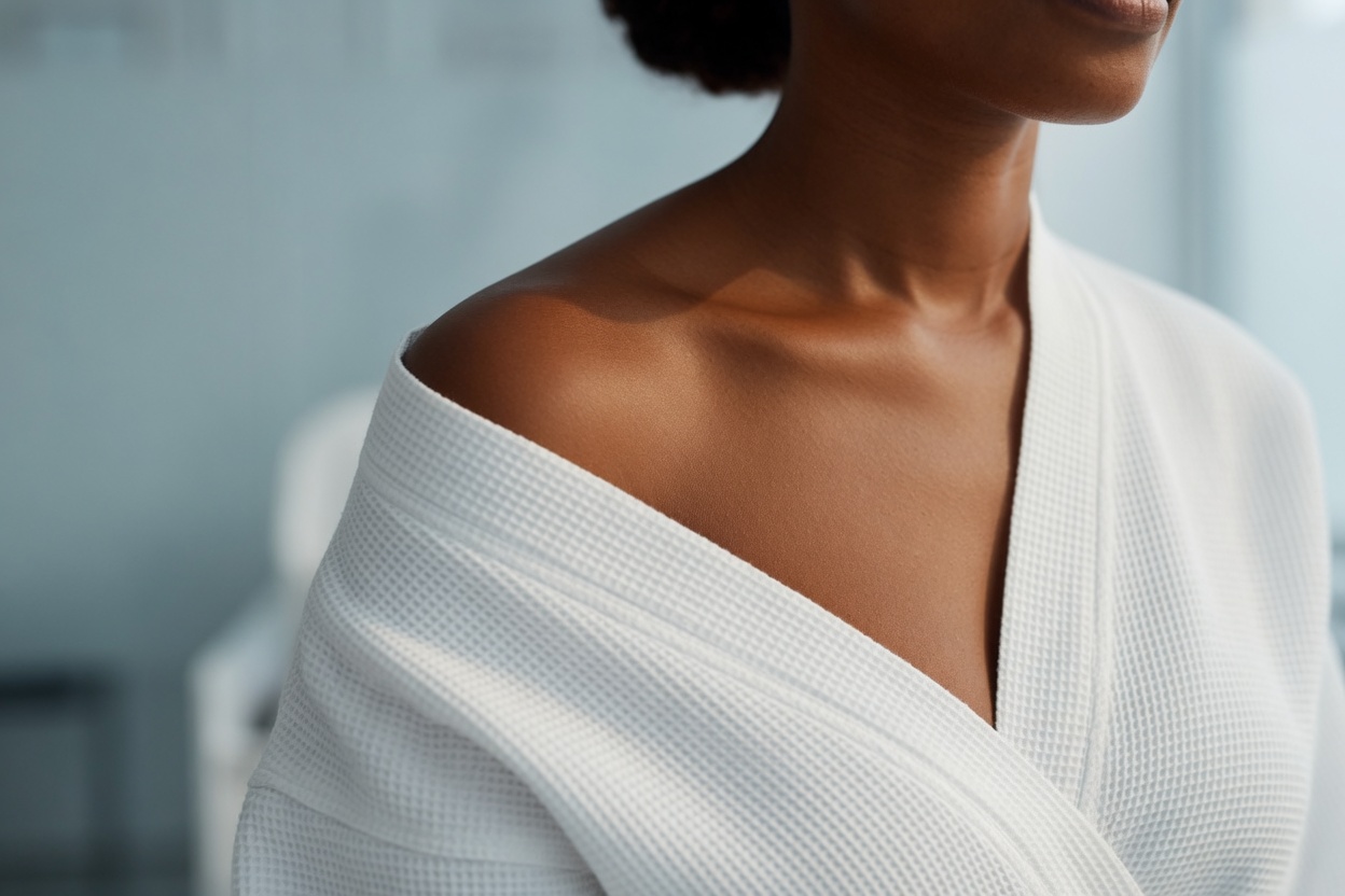 Shoulder in a white robe